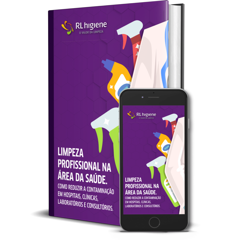 e ebook de limpeza profissional para consultórios clinicas e área da saude em um tablet e celular
